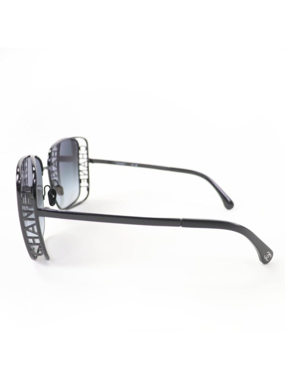 Chanel Logo Square Sunglasses Eyewear Black with Case - Picture 4 of 11